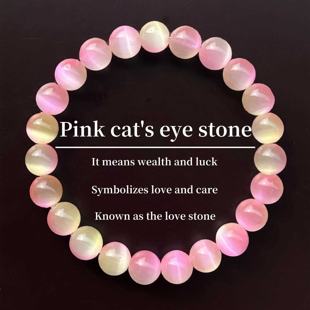 Huaxia Treasures Pink Cat's Eye Bracelet - Love, Confidence & Serene Vibes