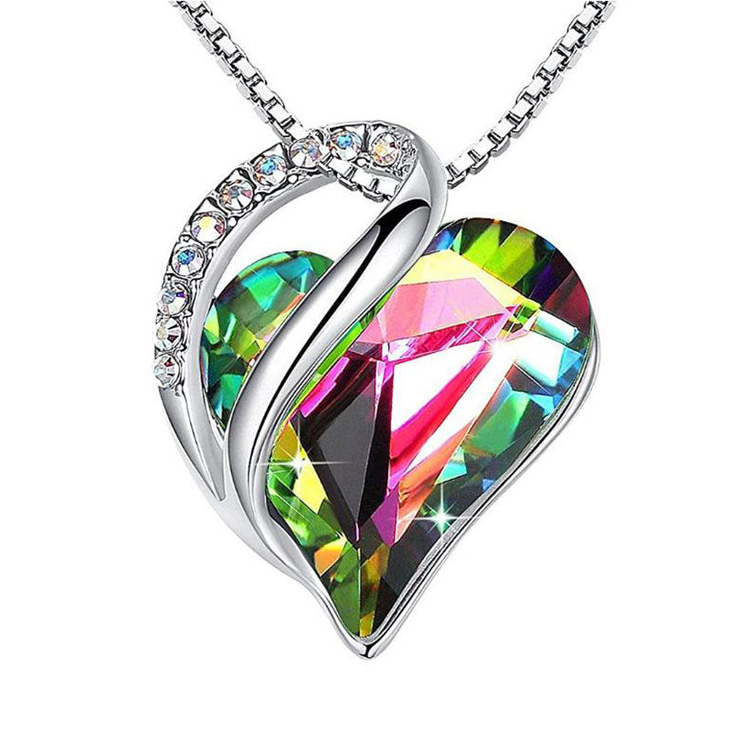Huaxia Treasures Multi-Color Crystal Heart Pendant - Love & Serenity Gemstone Jewelry - copy