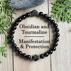 Polished Diamond Cut Black Obsidian Bracelet - Crystal Accessory