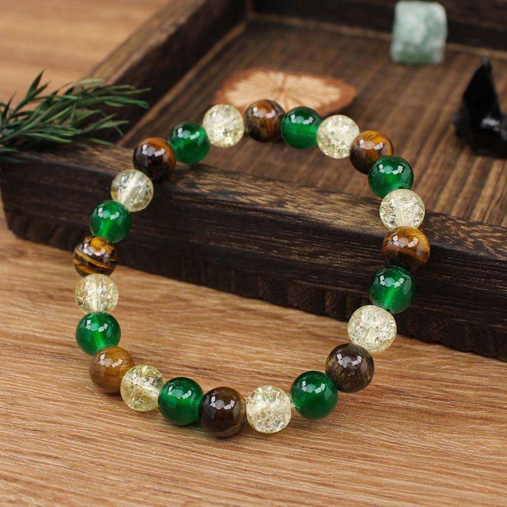 Natural Tiger Eye Malachite Beaded Bracelet