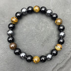Huaxia Treasures Pixiu Energy Bracelet - Tiger Eye & Black Obsidian for Wealth & Success