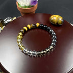 Huaxia Treasures Wealth & Success Bracelet - Tiger Eye, Black Obsidian & Smoky Quartz