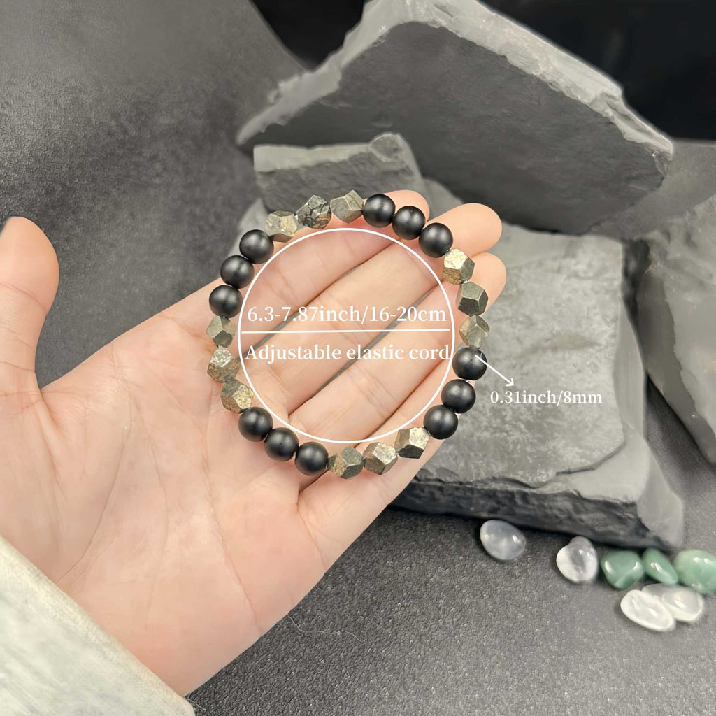 Huaxia Treasures Pyrite & Black Agate Bracelet - Wealth, Protection & Success