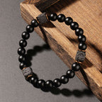 Natural Lava Stone Black Onyx Bracelet - Men’s Crystal Gift