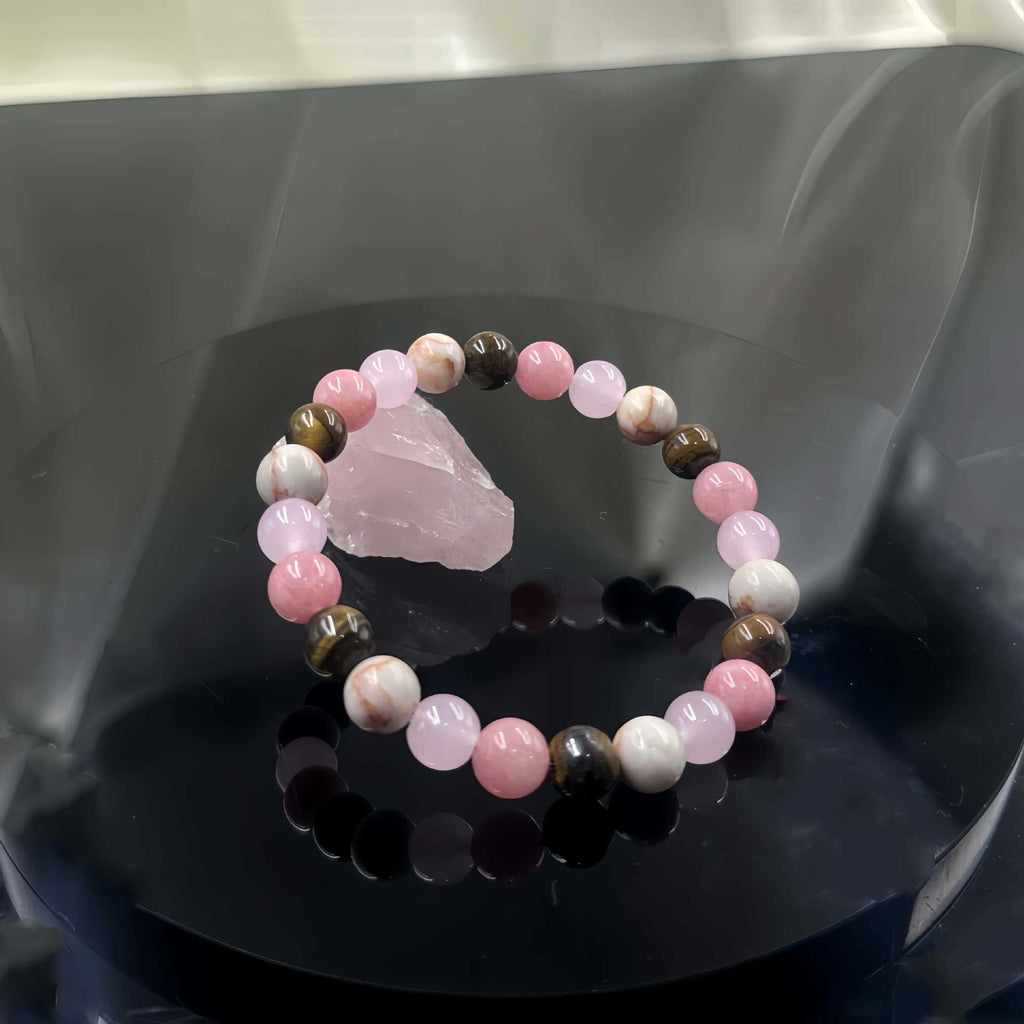 Huaxia Treasures Tiger Eye & Rose Quartz Bracelet - Confidence, Love & Success