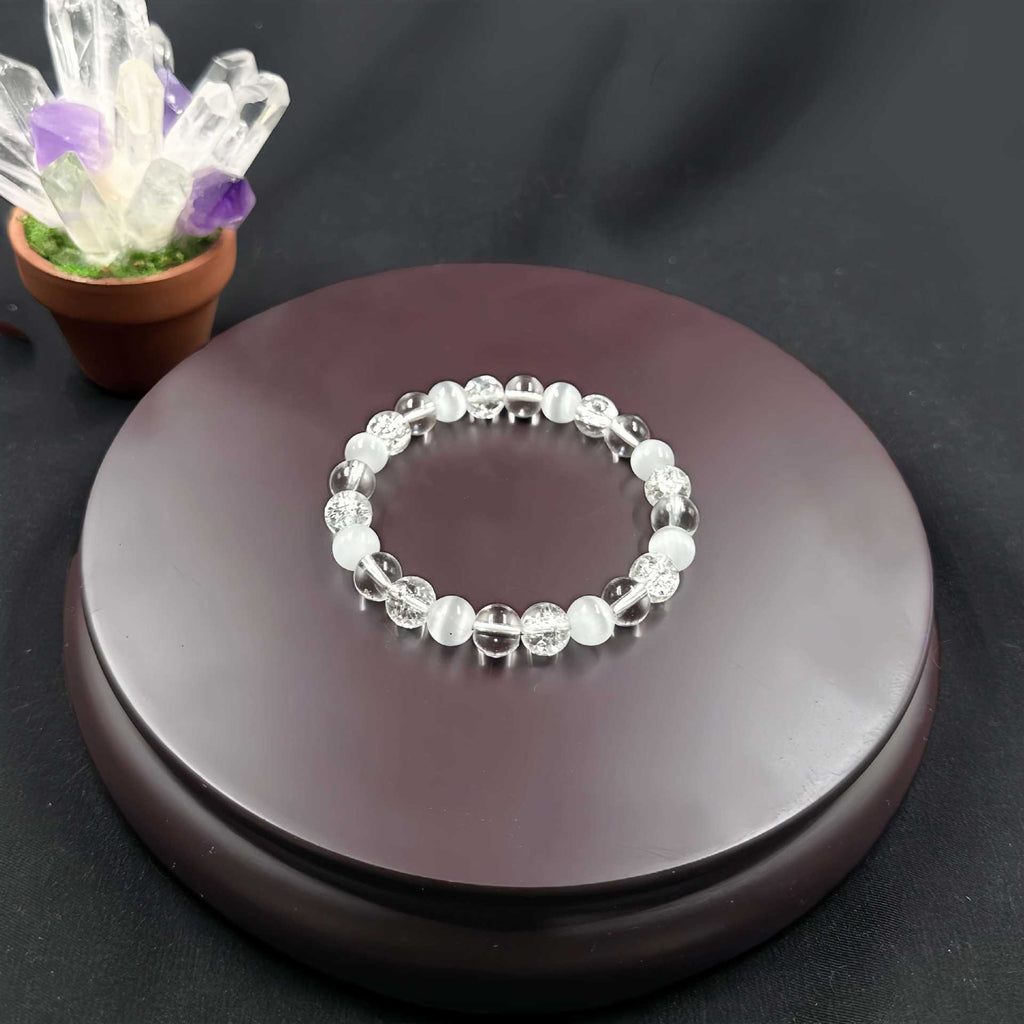 Huaxia Treasures Focus & Balance Bracelet - Clear Quartz & Tiger Eye Gemstone Jewelry