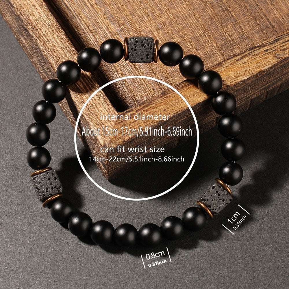 Natural Lava Stone Black Onyx Bracelet - Men’s Crystal Gift