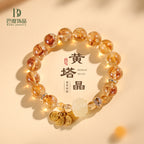 Huaxia Treasures Natural Citrine Bracelet with Lotus Charm - Feng Shui Wealth & Success
