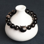 Huaxia Treasures Natural Obsidian Lucky Cat Fortune Protection Bracelet