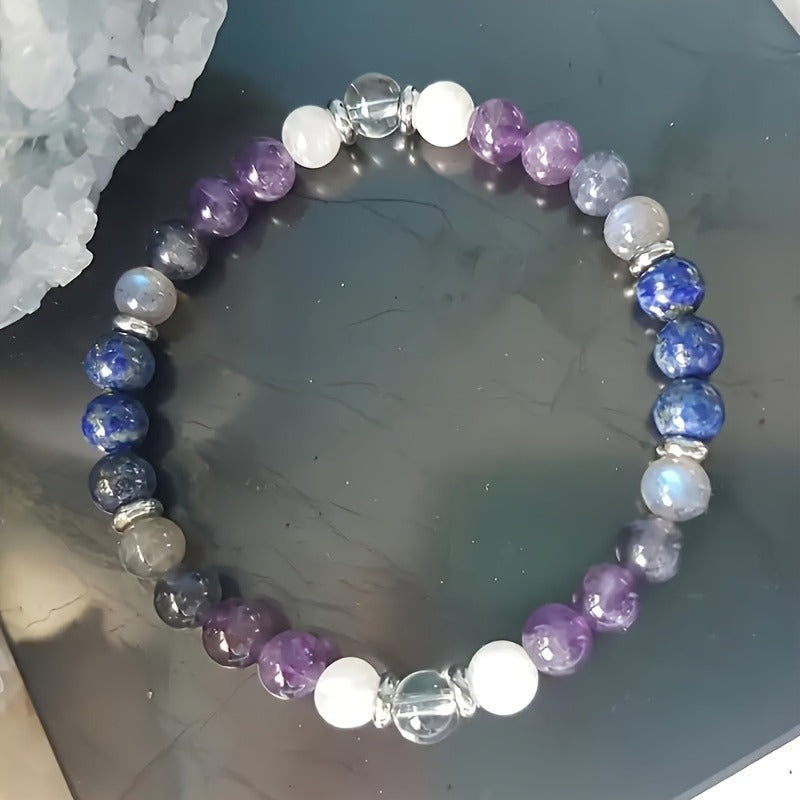 Huaxia Treasures Focus & Balance Bracelet - Amethyst, Lapis Lazuli & Clear Quartz