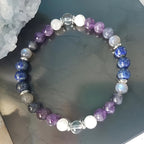 Huaxia Treasures Focus & Balance Bracelet - Amethyst, Lapis Lazuli & Clear Quartz