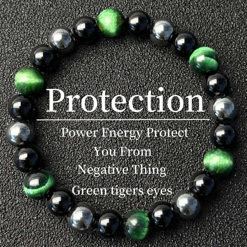 Huaxia Treasures Wealth & Protection Bracelet - Black Obsidian, Tiger Eye Gemstone