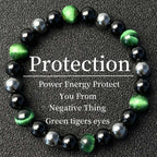 Huaxia Treasures Wealth & Protection Bracelet - Black Obsidian, Tiger Eye Gemstone