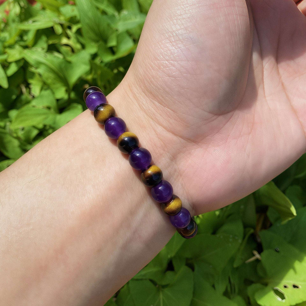 Amethyst & Tiger Eye Bracelet - Men’s Stylish Crystal Accessory