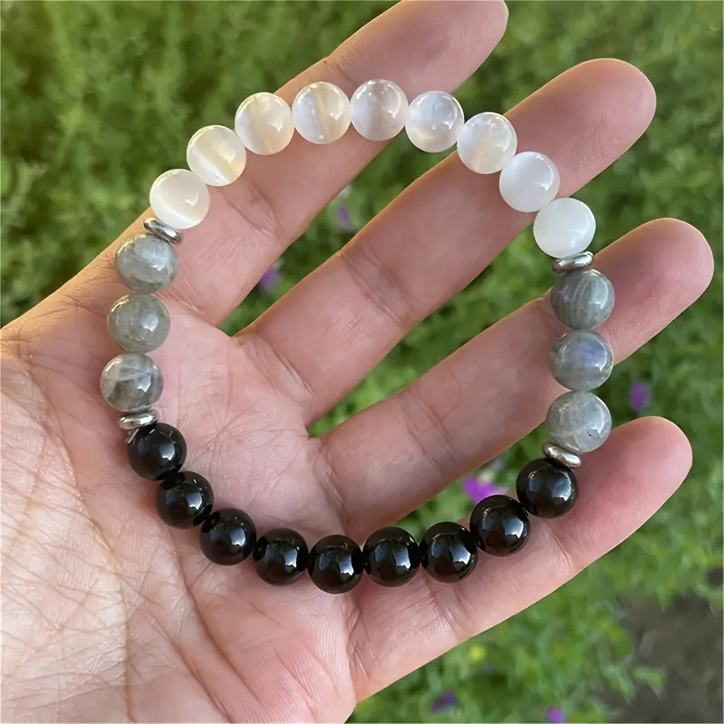 Huaxia Treasures Protection & Success Bracelet - White Tremolite, Black Obsidian & Tiger Eye