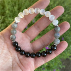 Huaxia Treasures Protection & Success Bracelet - White Tremolite, Black Obsidian & Tiger Eye