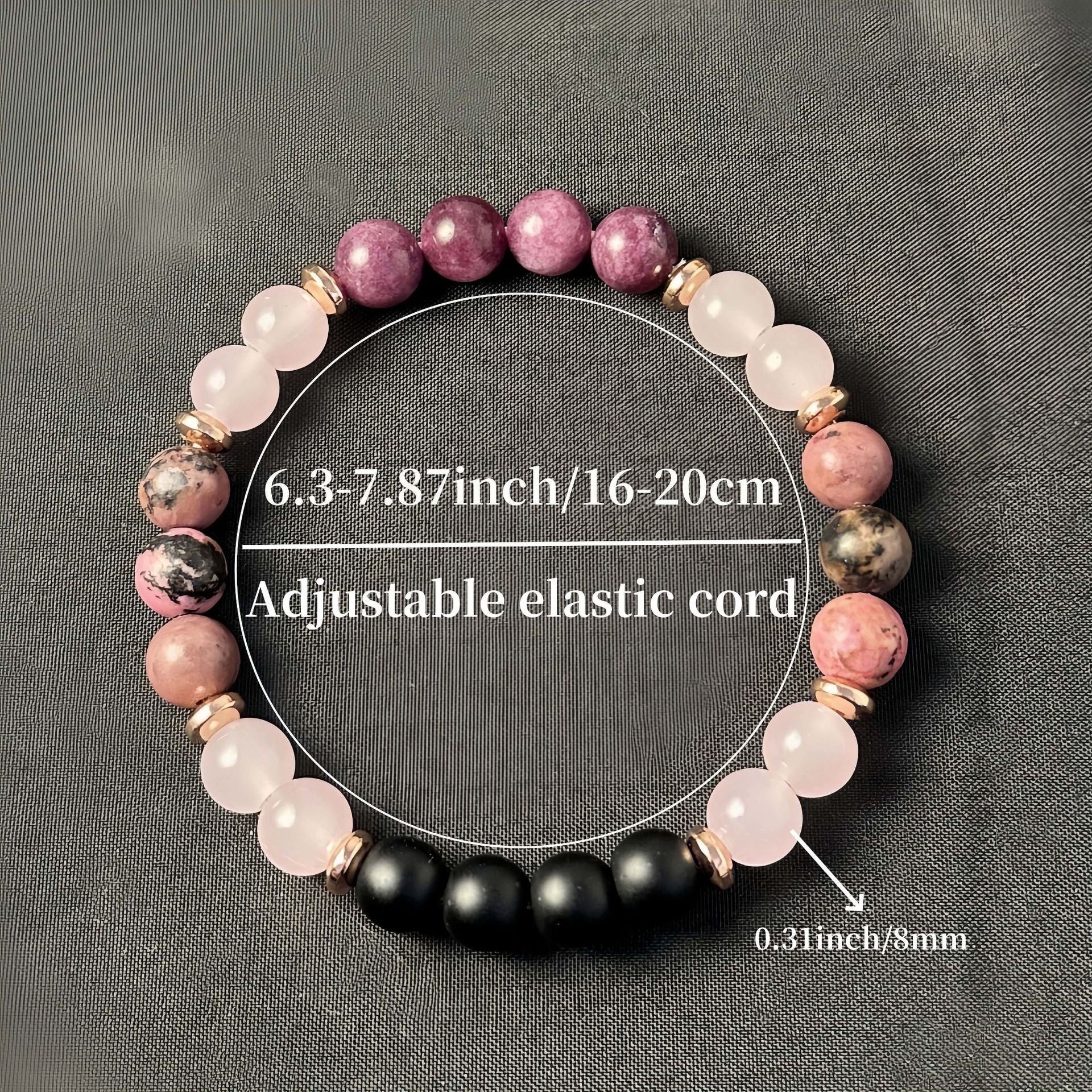 Huaxia Treasures Love & Confidence Bracelet - Garnet, Red Wood Grain Stone & Rose Quartz