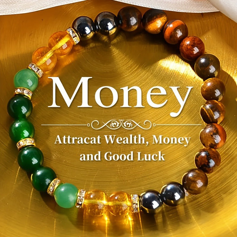 Huaxia Treasures Prosperity Bracelet - Tiger Eye, Citrine & Black Obsidian for Success