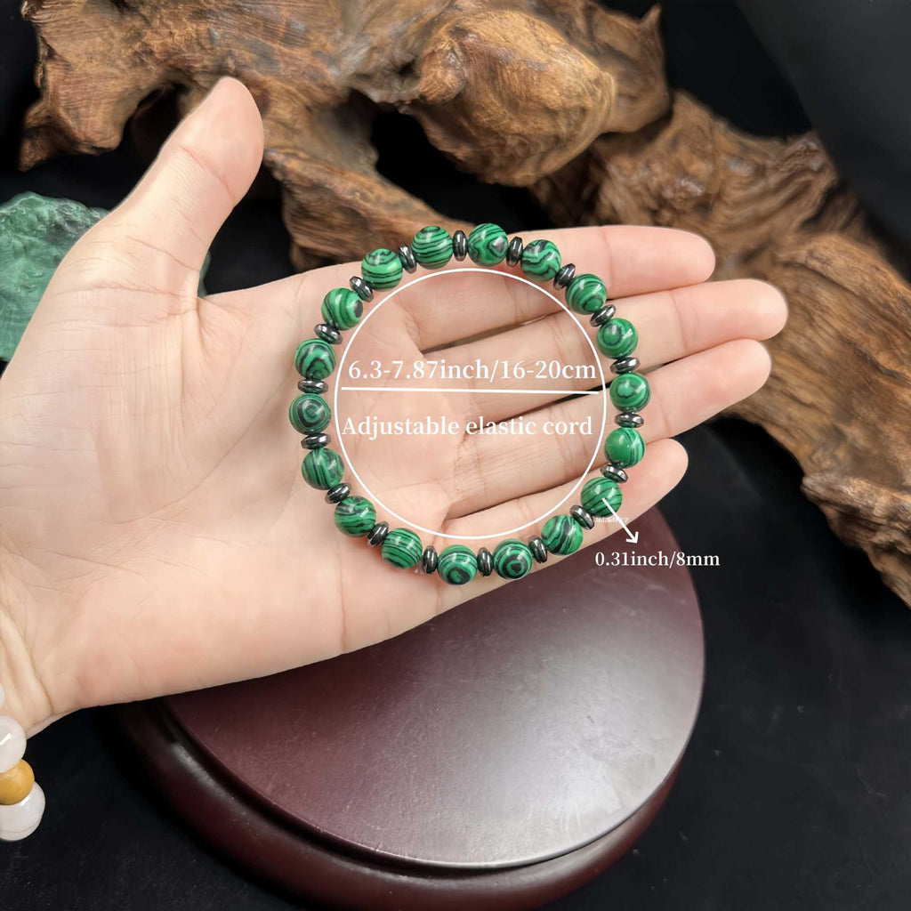 Huaxia Treasures Malachite Bracelet - Wealth, Balance & Healing Energy Jewelry 中文翻译