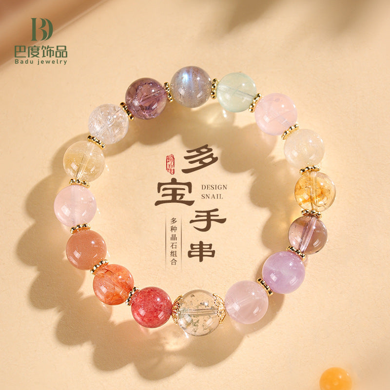 Huaxia Treasures Multi-Crystal Bracelet - Amethyst, Rose Quartz & Citrine Gemstone Jewelry
