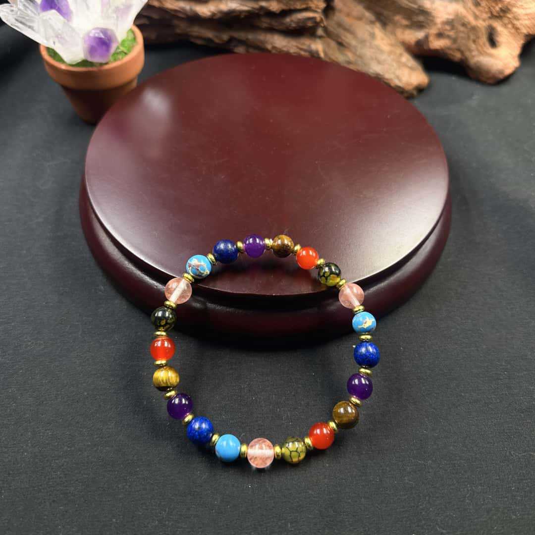 Huaxia Treasures Amethyst, Tiger Eye & Lapis Bracelet - Wealth, Success & Balance