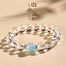 Clear Quartz Bracelet - Aquamarine Bead Accent, Daily Wear Gemstone Jewelry