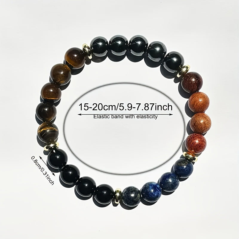 Huaxia Treasures Tiger Eye, Hematite & Lapis Bracelet - Success & Protection