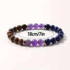 Natural Crystal Bracelet - Amethyst Lapis Lazuli Tiger Eye Stone Beads