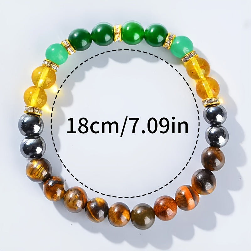 Huaxia Treasures Prosperity Bracelet - Tiger Eye, Citrine & Black Obsidian for Success