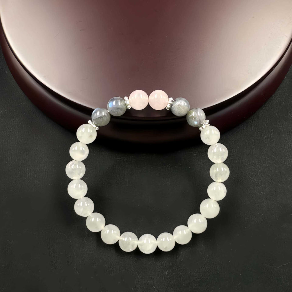Huaxia Treasures Love & Serenity Bracelet - Jade & Rose Quartz Blend