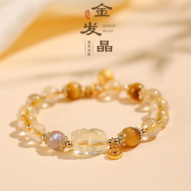 Huaxia Treasures Natural Citrine Pixiu Beaded Bracelet - Wealth & Protection