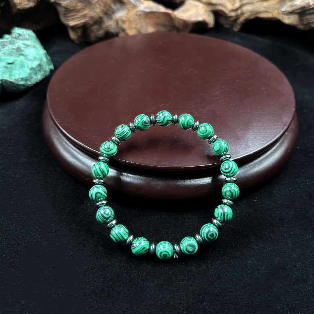 Huaxia Treasures Malachite Bracelet - Wealth, Balance & Healing Energy Jewelry 中文翻译