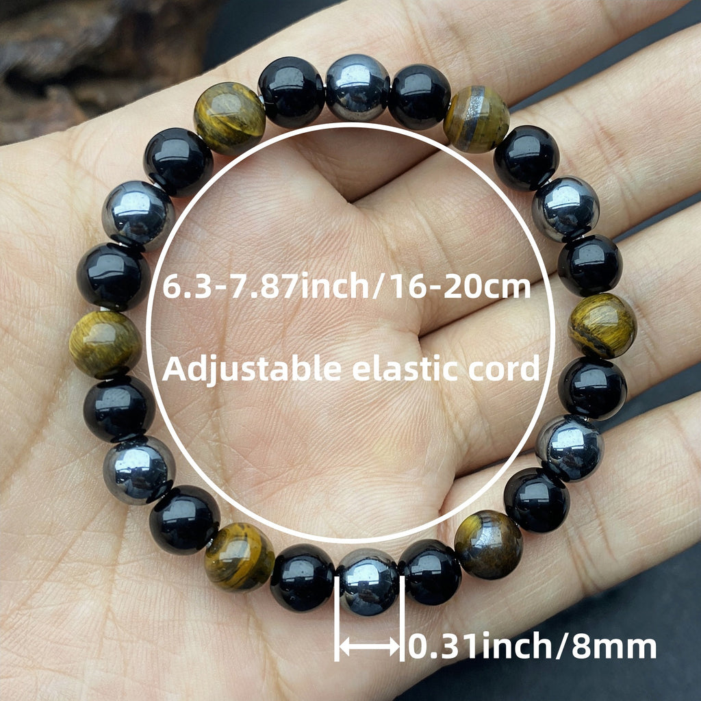 Huaxia Treasures Pixiu Energy Bracelet - Tiger Eye & Black Obsidian for Wealth & Success