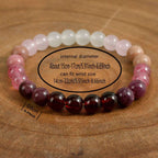 Natural Strawberry Quartz Garnet Bracelet - Women’s Red Wood Grain Stone Jewelry