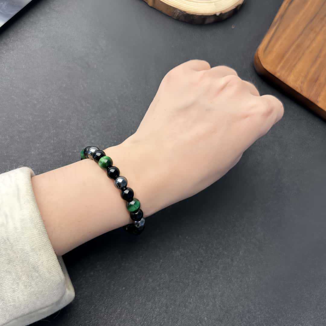 Huaxia Treasures Wealth & Protection Bracelet - Black Obsidian, Tiger Eye Gemstone