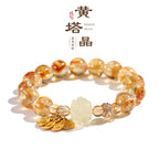 Huaxia Treasures Natural Citrine Bracelet with Lotus Charm - Feng Shui Wealth & Success
