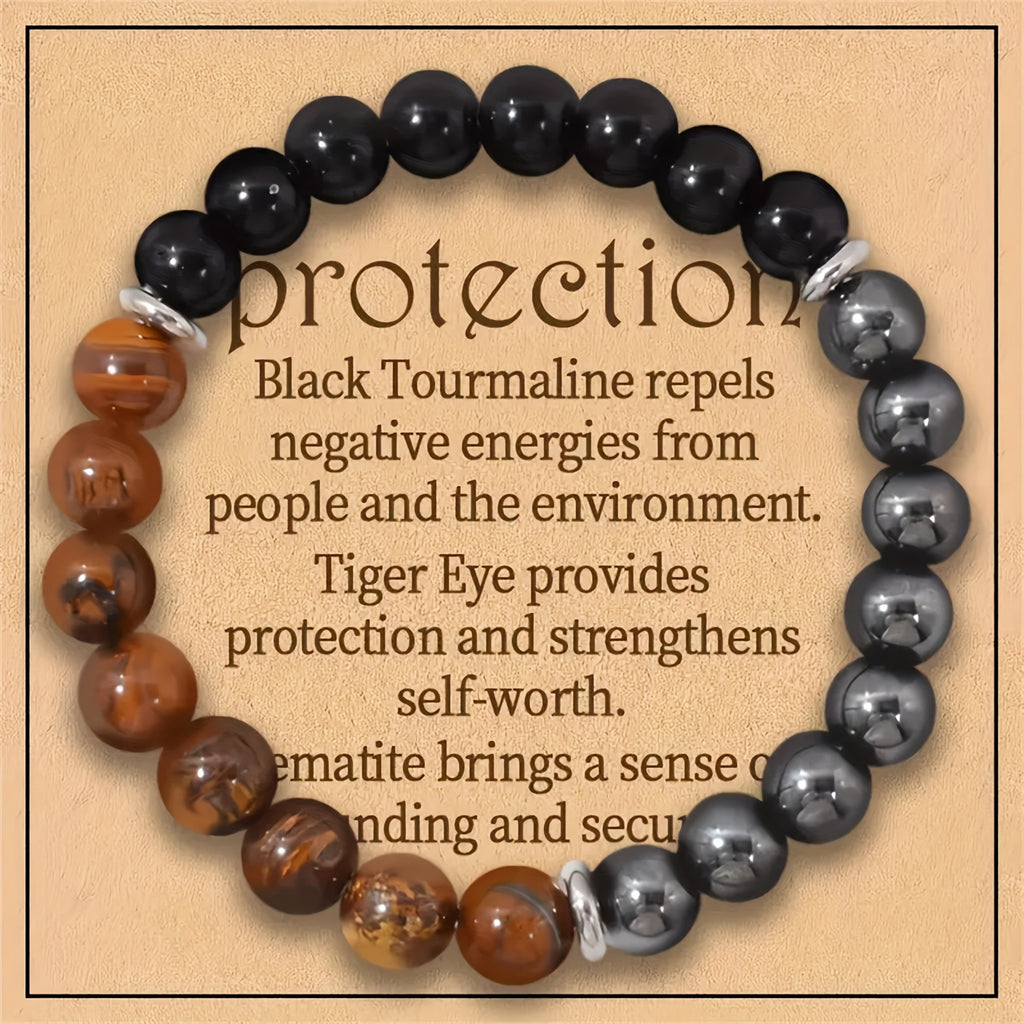 Huaxia Treasures Tiger Eye & Black Obsidian Bracelet - Wealth, Protection & Success