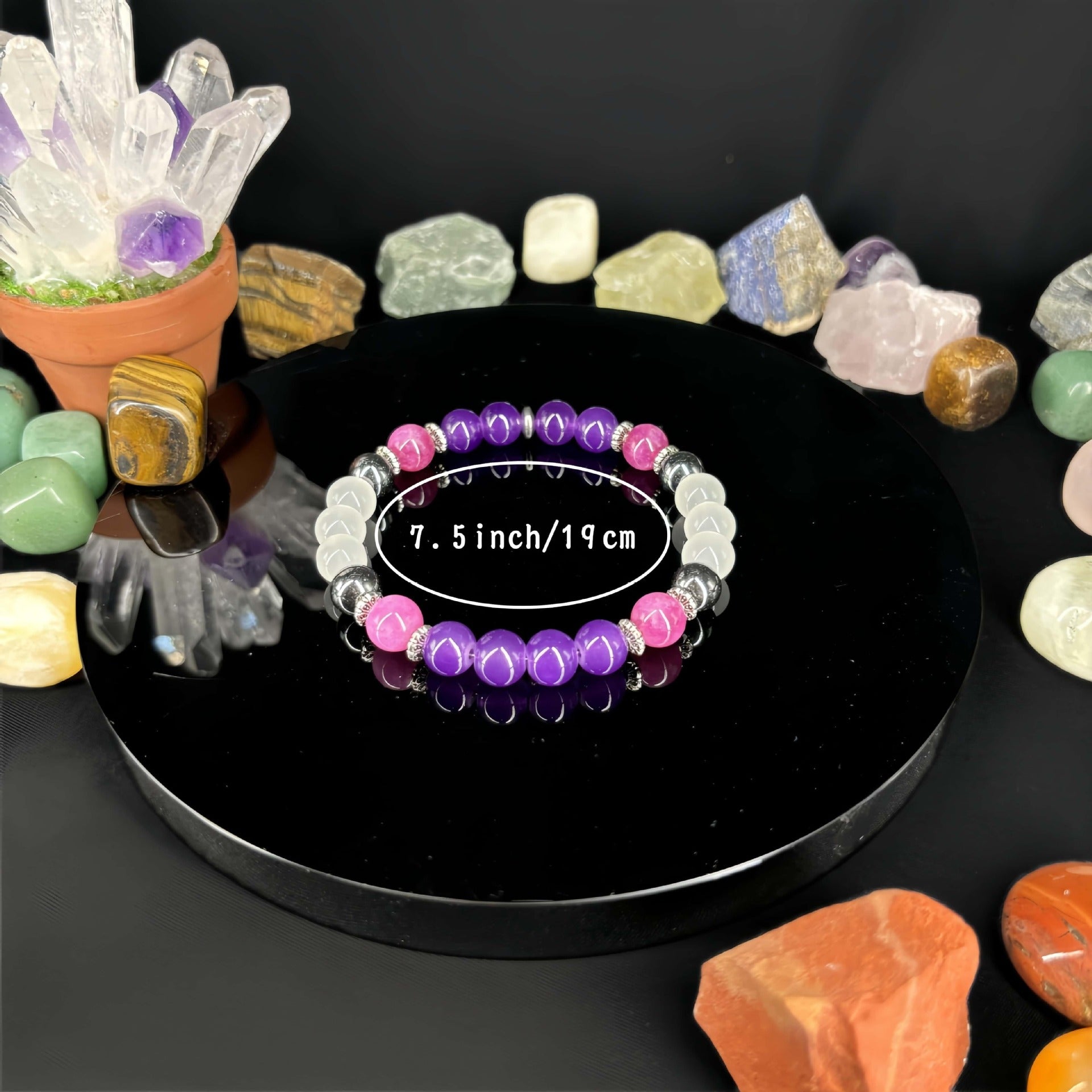 Huaxia Treasures Amethyst & Clear Quartz Bracelet - Focus, Balance & Serenity