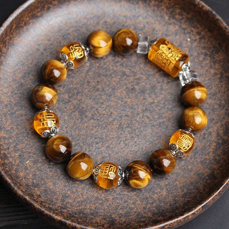 Buddha Stones Tiger Eye Bead Fortune Prosperity Bracelet Bracelet BS 12mm