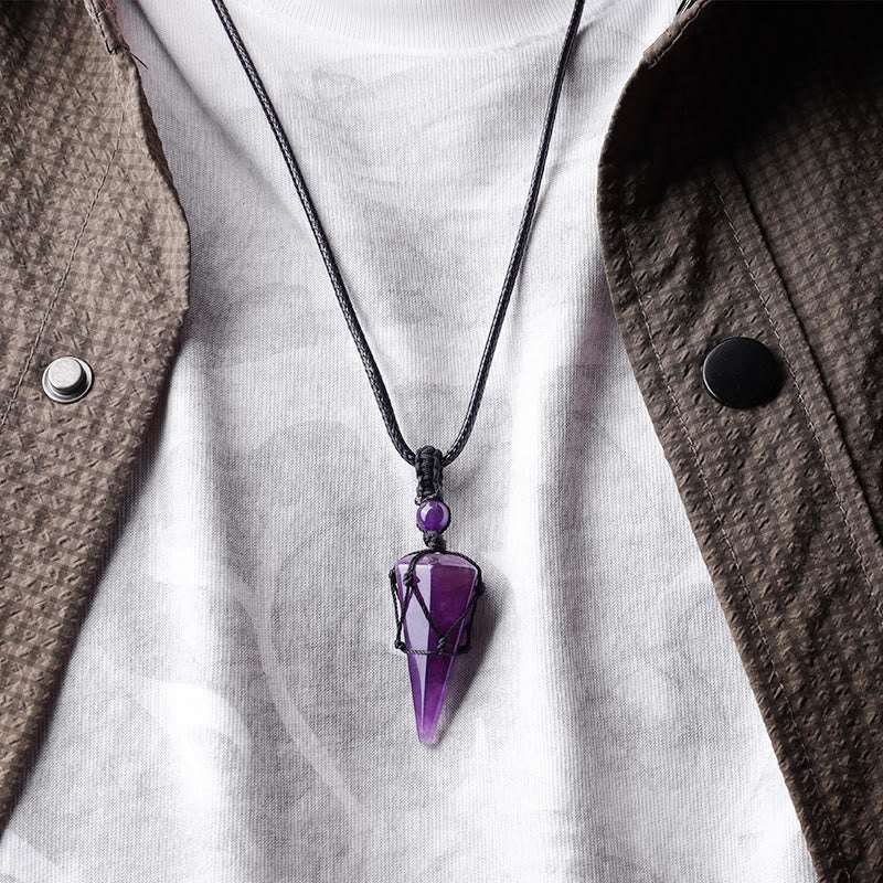 Buddha Stones Natural Stone Pointed Pendant Necklace Necklaces & Pendants BS 14