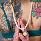 Buddha Stones White Jade Bodhi Lotus Mala Harmony Necklace Bracelet Bracelet BS 6