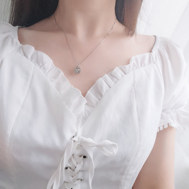 Buddha Stones 925 Sterling Silver Moonstone Love Planet Rotatable Pattern Necklace Pendant Necklaces & Pendants BS 4