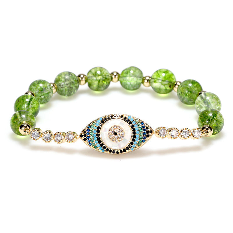Buddha Stones Natural Peridot Evil Eye Abundance Bracelet Bracelet BS main