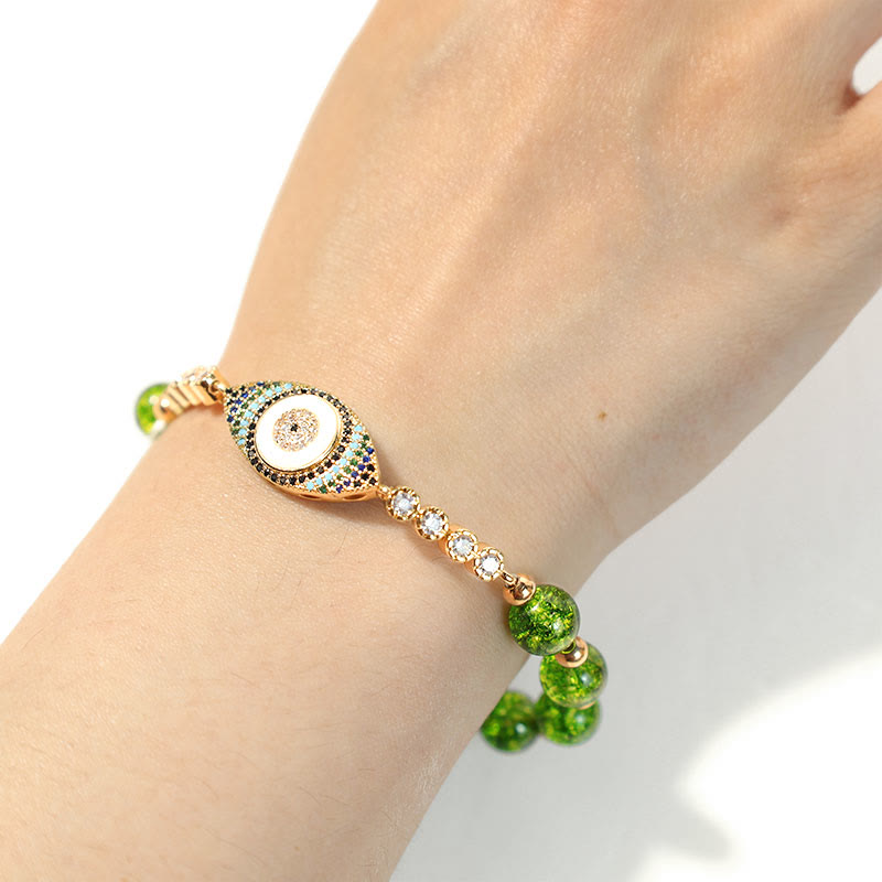 Buddha Stones Natural Peridot Evil Eye Abundance Bracelet Bracelet BS 3