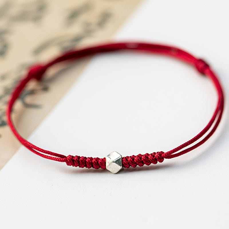 Buddha Stones 925 Sterling Silver Luck Bead Protection Red String Braided Bracelet Bracelet BS 6