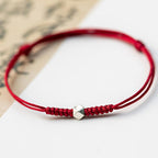 Buddha Stones 925 Sterling Silver Luck Bead Protection Red String Braided Bracelet Bracelet BS 6