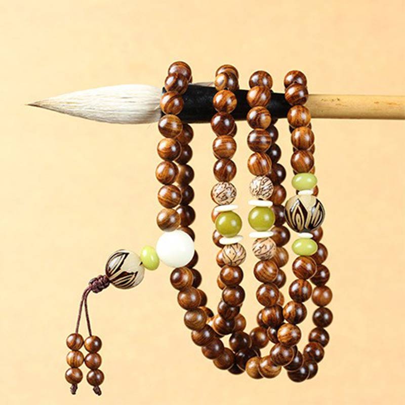 Buddha Stones Tibetan Rosewood Mala Protection Calm Bracelet Bracelet BS 2