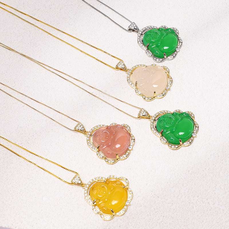Buddha Stones Good Luck Laughing Buddha Necklace Necklaces & Pendants BS 1