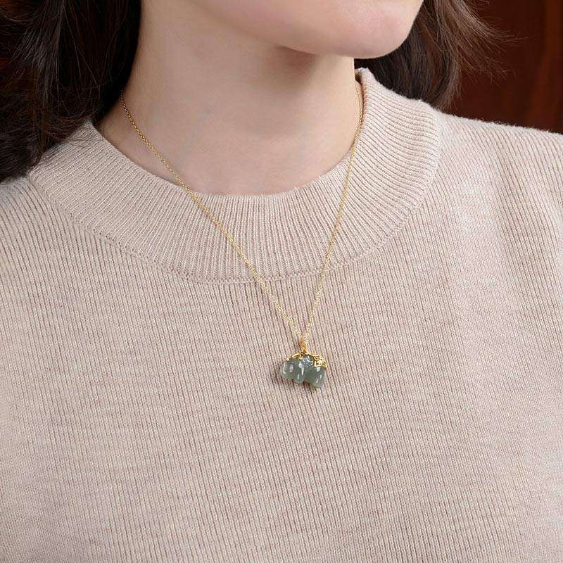 Buddha Stones 925 Sterling Silver Jade Elephant Blessing Fortune Necklace Chain Pendant Necklaces & Pendants BS 2