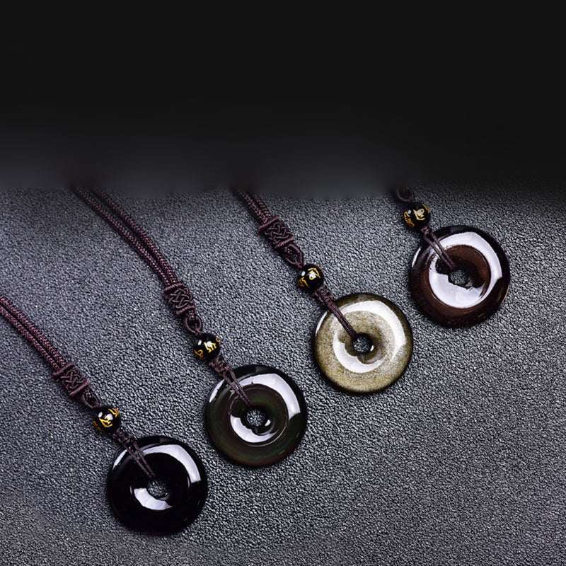 Buddha Stones Tibetan Obsidian Protection Necklace Necklace BS Set